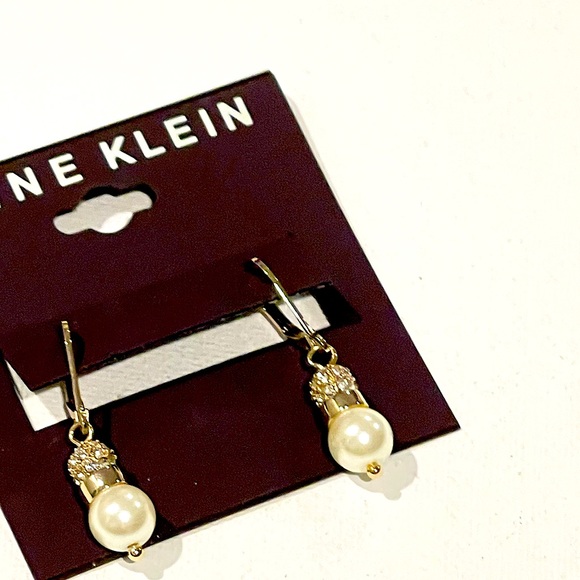 ⭐️Anne Klein Earrings Gold-Tone Imitation Pearl& Pavé Crystal Ball Drop Earrings - Picture 6 of 6